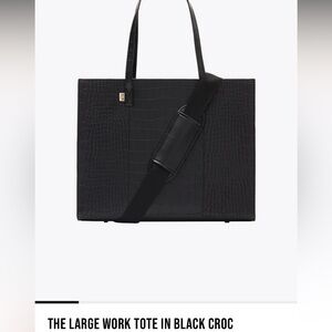 NWT Beis The Large Work Tote in Black Croc